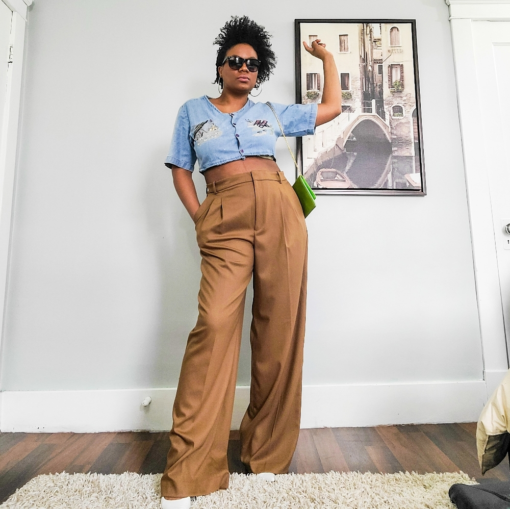 Wide Leg Dad's Pants, XL